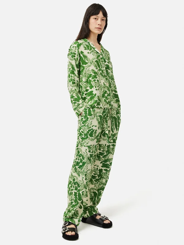 Women's Chic Outfit Ink Wave Modal Pyjama | Green