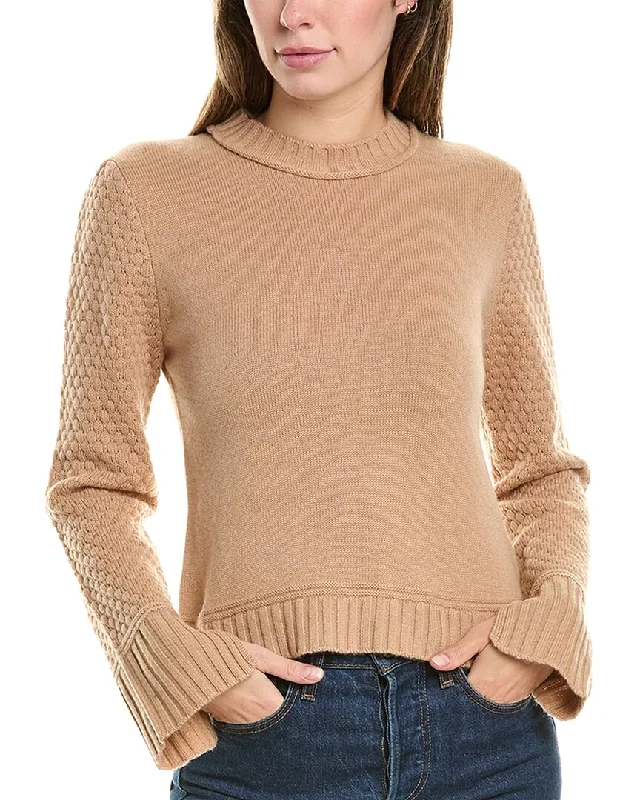 Women's Tops And Clothing Hannah Rose Raised Diamond Sleeve Wool & Cashmere-Blend Sweater