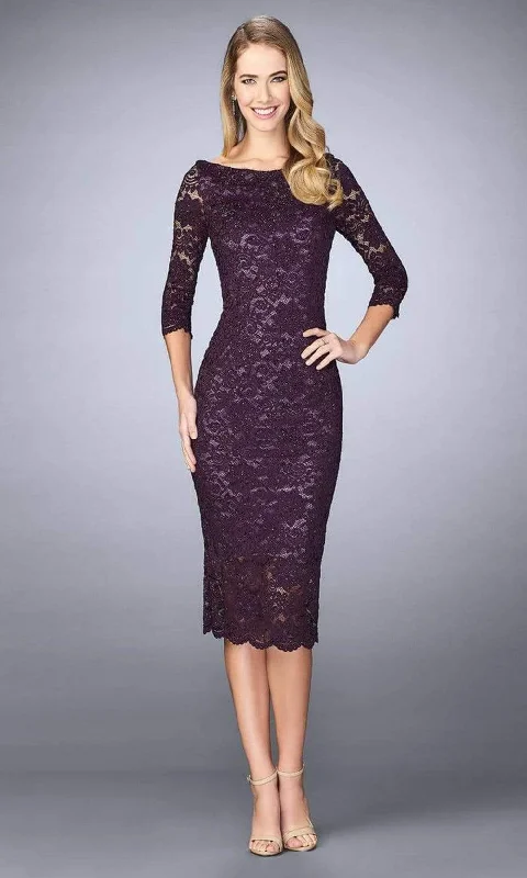 Weekend Exclusive La Femme - 24875 Lace Tea Length Dress