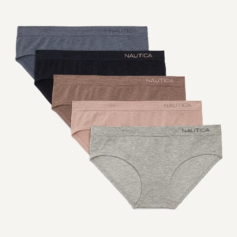 Women's Transitional Apparel Nautica Womens Seamless Hipster Brief, 5-Pack