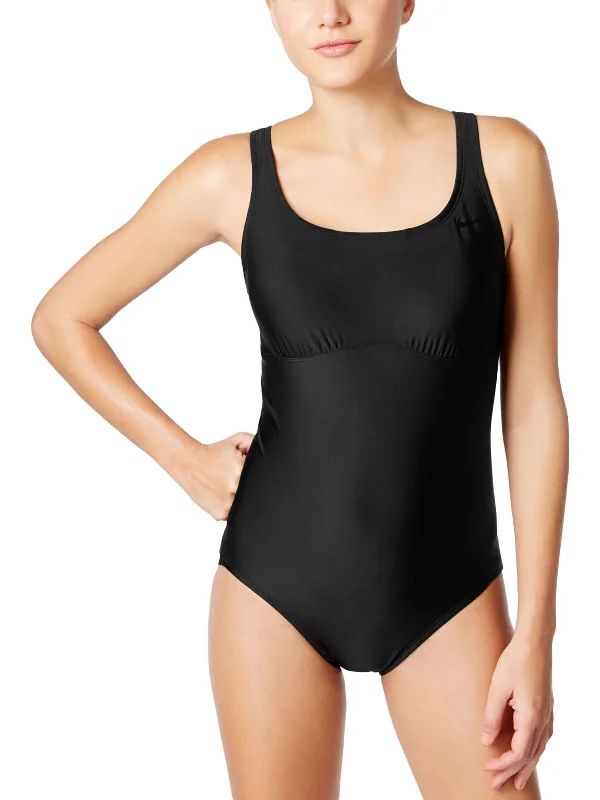 Women's Workout Garments Womens Solid Trainer Mesh One-Piece Swimsuit