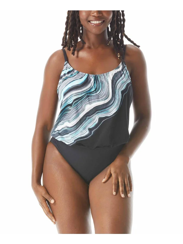 Women's Stylish Professional Apparel Womens Striped Removable Padding One-Piece Swimsuit