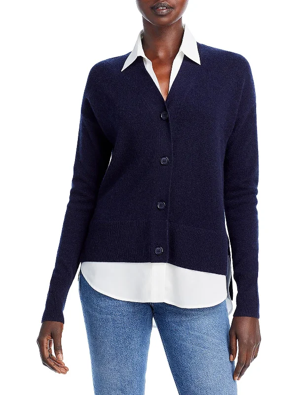 Women's Stylish Professional Garments Womens Cashmere Split Hem Cardigan Sweater