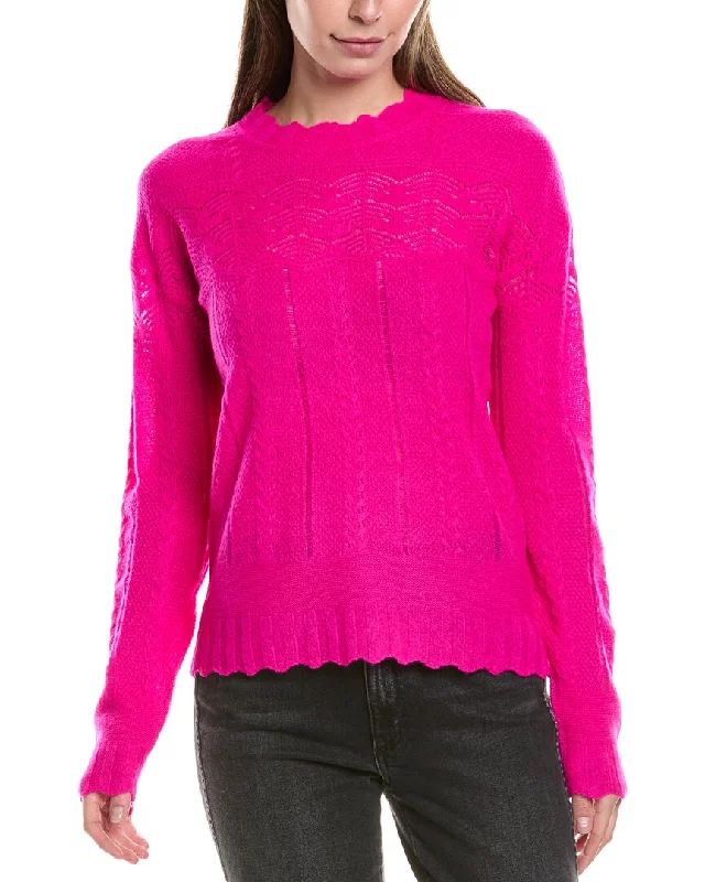 Women's Comfortable Apparel InCashmere Pointelle Cashmere Sweater