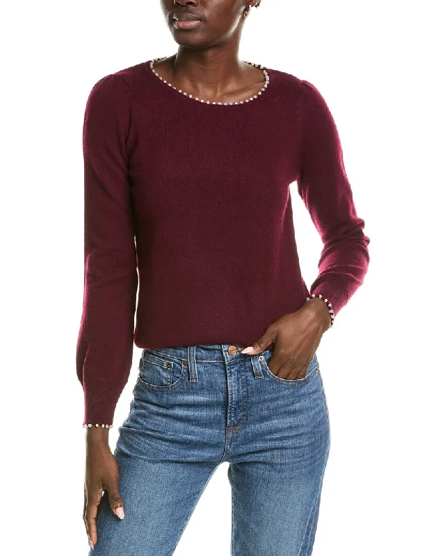 Casual Apparel For Women sofiacashmere Embellished Trim Cashmere Sweater