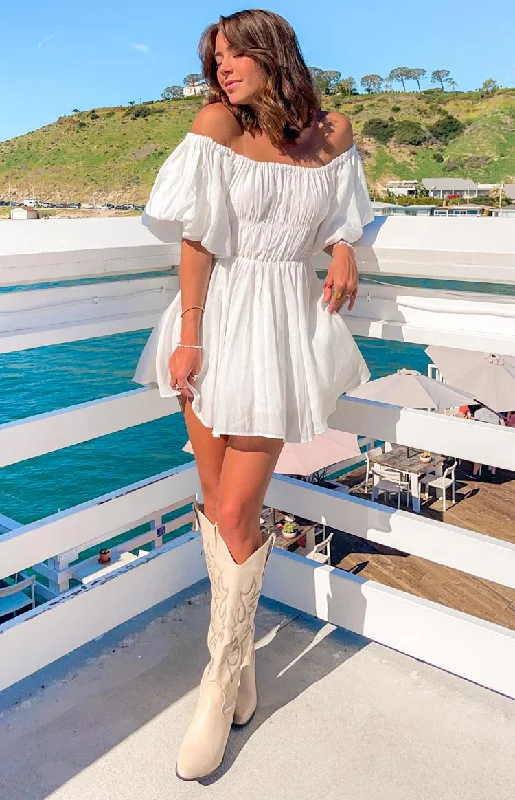 Best Seller Paradise Puff Sleeve Dress White