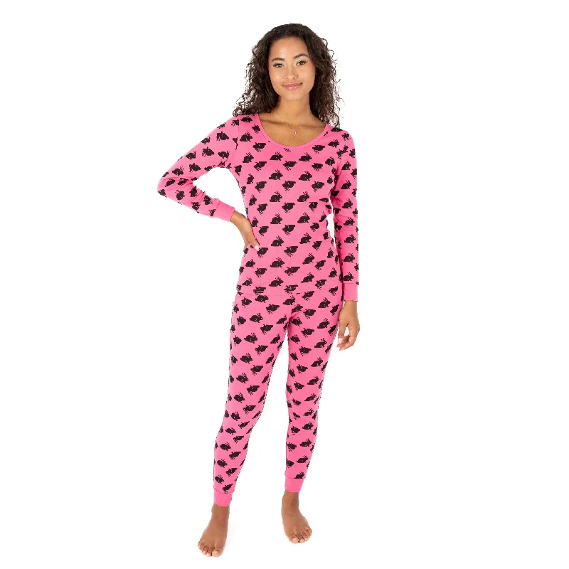 Women's Clothes Womens Two Piece Cotton Pajamas Bunny Pink