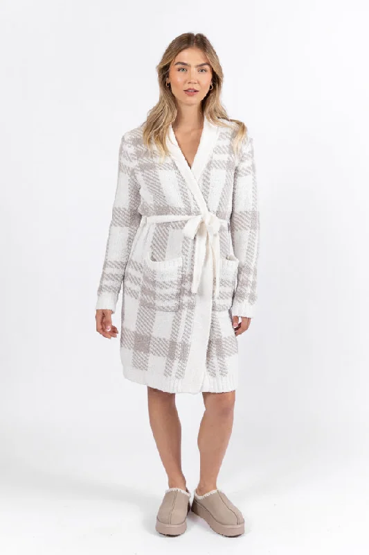 Fashionable Women's Clothes It Was All A Dream Grey Plaid Robe FINAL SALE