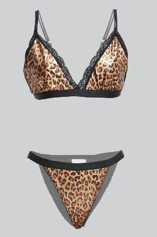 Casual Clothing For Women Black Animal Print Animal Print Lingerie Set