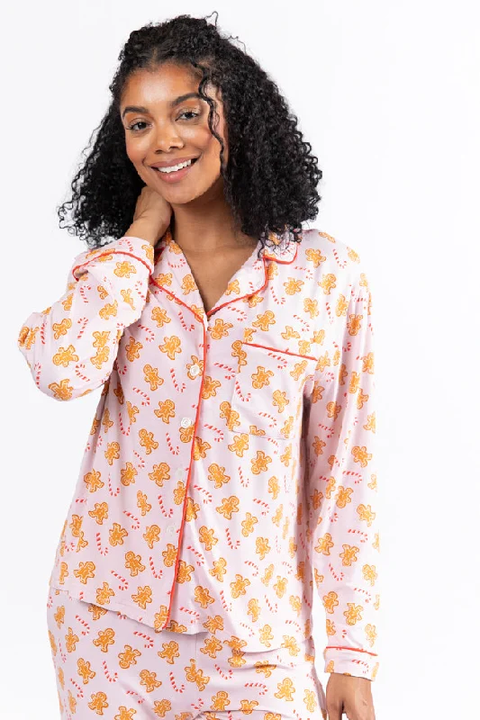 Women's Trendy Outfit Under The Stars In Neutral Gingerbread Bamboo Pajama Top FINAL SALE