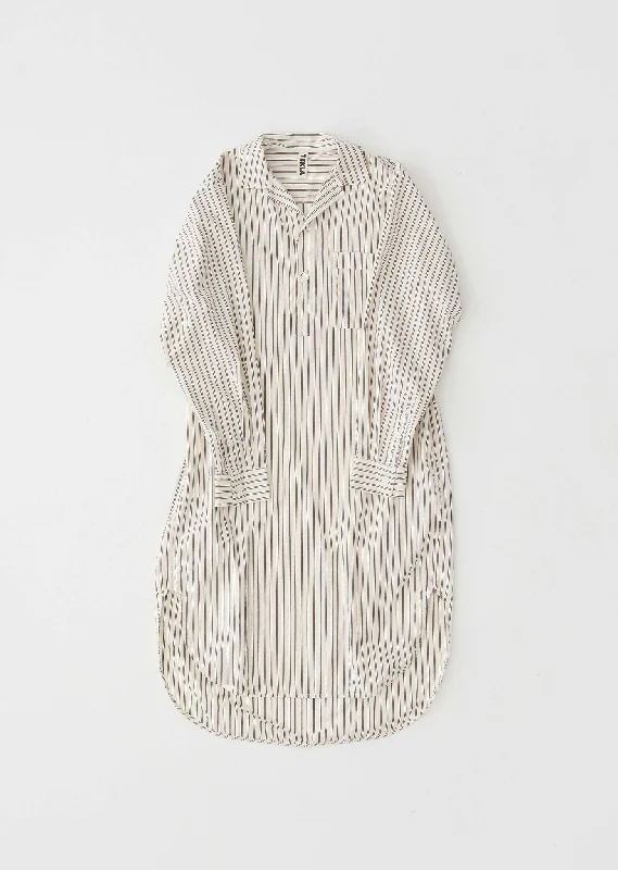 Elegant Women's Attire Cotton Poplin Night Shirt — Hopper Stripes