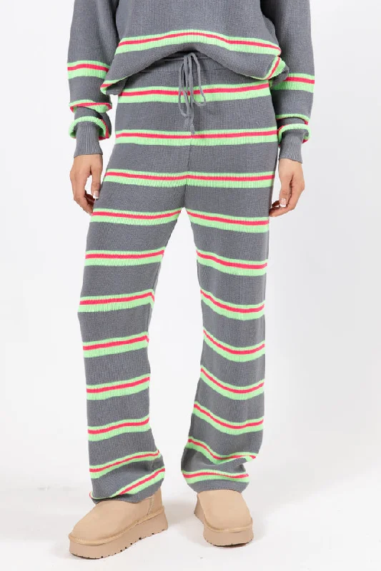 Women's Fashionable Clothing Sets Seeing Stripes Pink and Green Striped Pants FINAL SALE