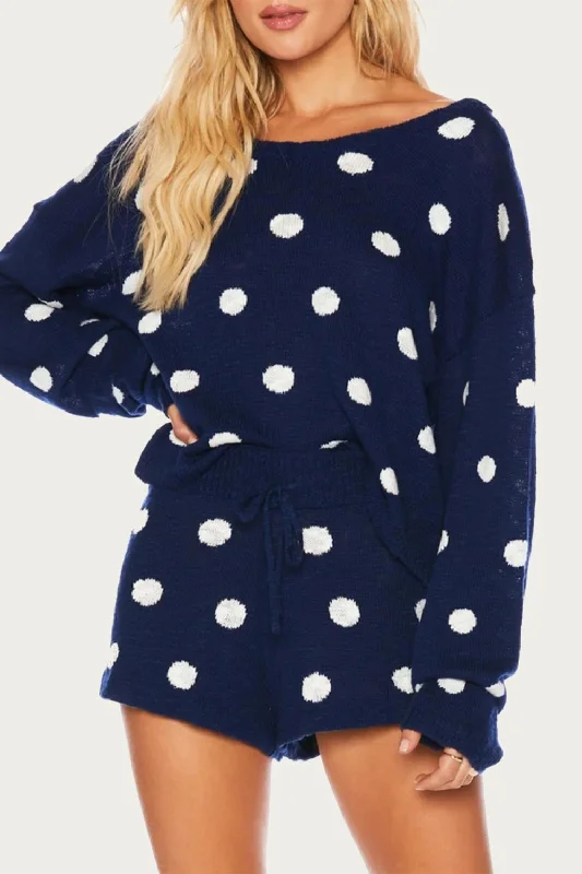 Comfortable Women's Apparel Sandy Short In Navy Polka Dot