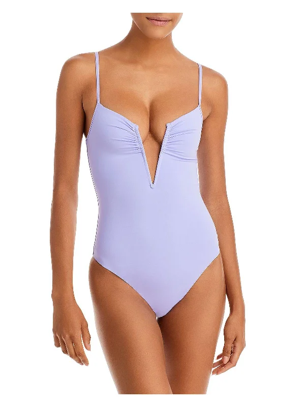 Women's Attire Roxanne Womens Plunge Split Neck One-Piece Swimsuit