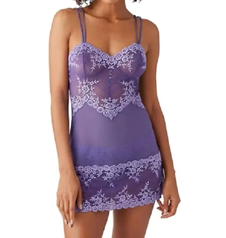 Women's Chic Outerwear Outfit Embrace Lace Chemise In Mystical/purple Rose