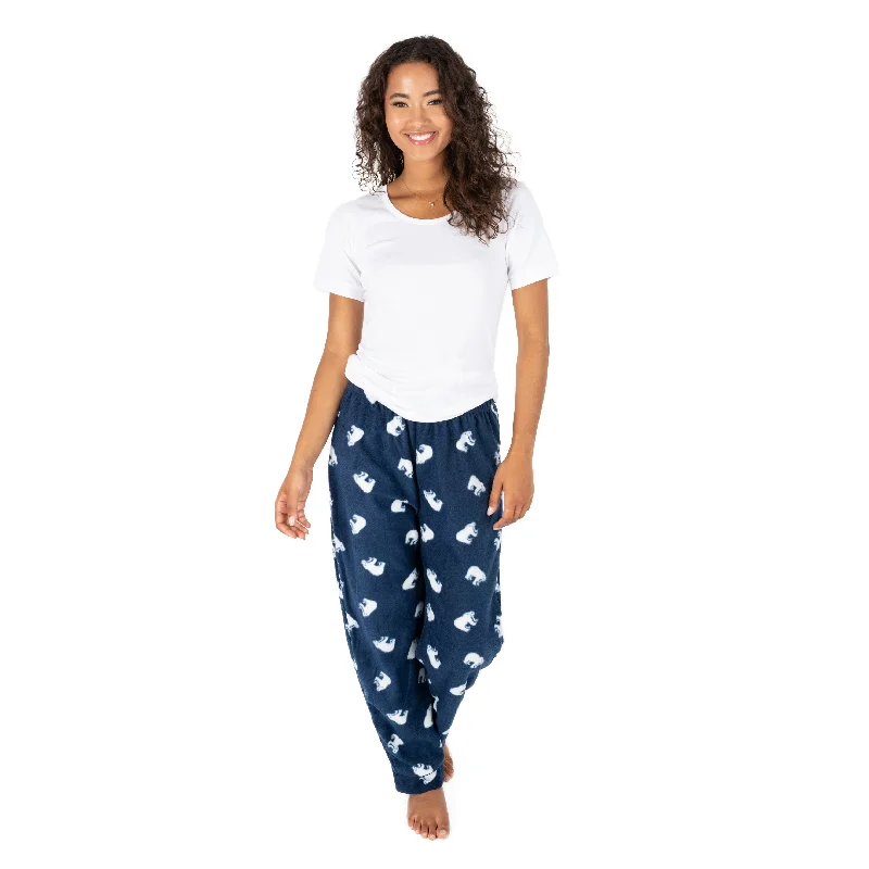 Chic Women's Outfit Christmas Womens Fleece Pajama Pants Polar Bear