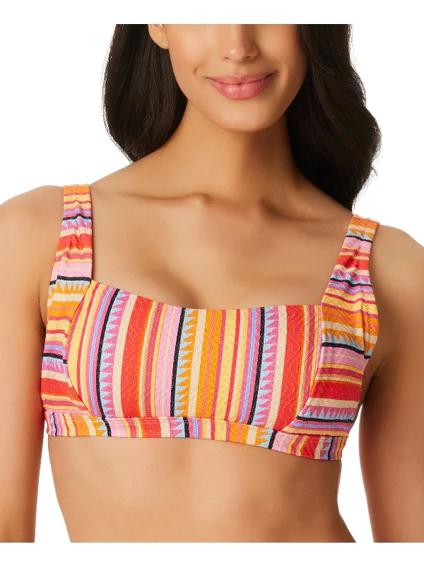 Women's Plus-Size Clothes Womens Metallic Striped Bikini Swim top