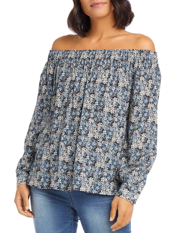 Women's Evening Outfit Womens Floral Off The Shoulder Pullover Top