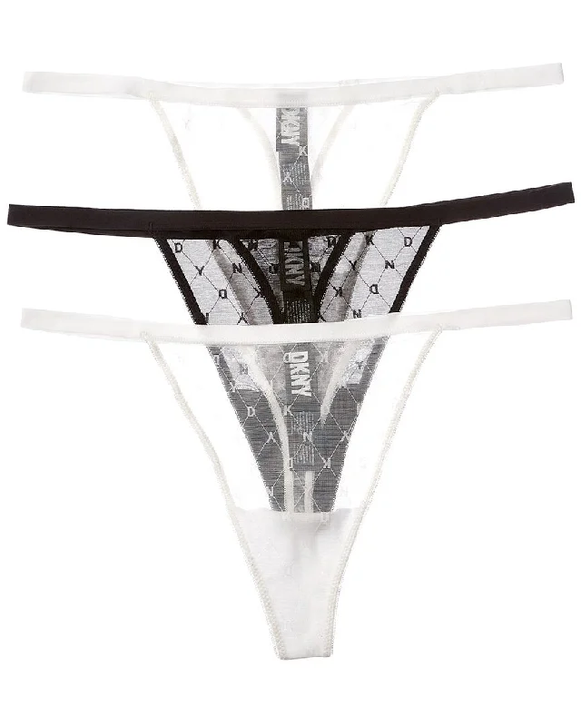 Chic Clothing For Women DKNY 3pk Monogram Mesh Thong