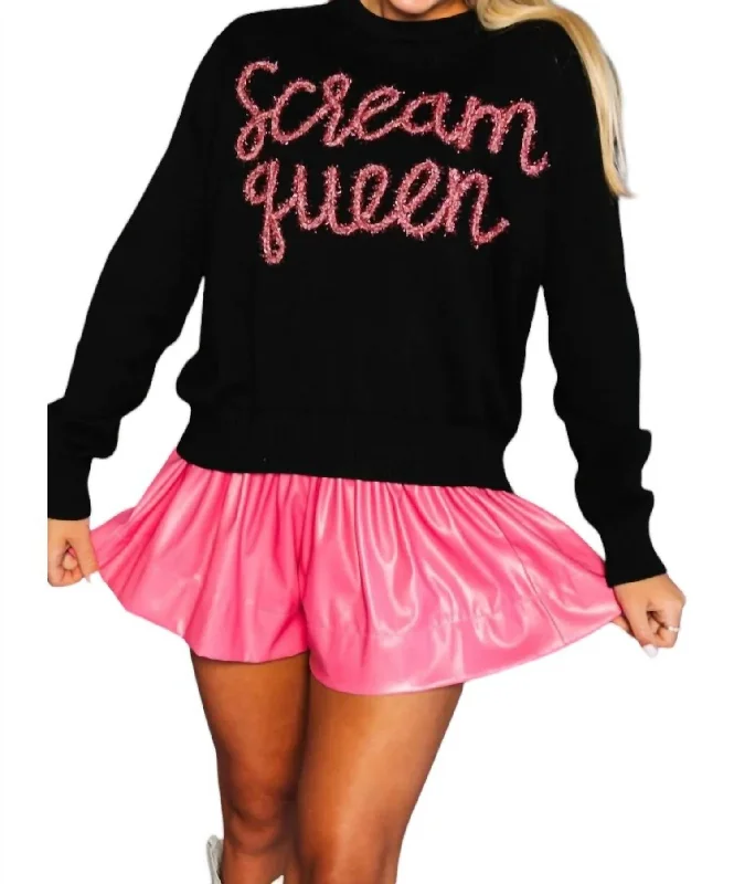 Trendy Athleisure Clothing For Women Scream Queen Sweater In Black