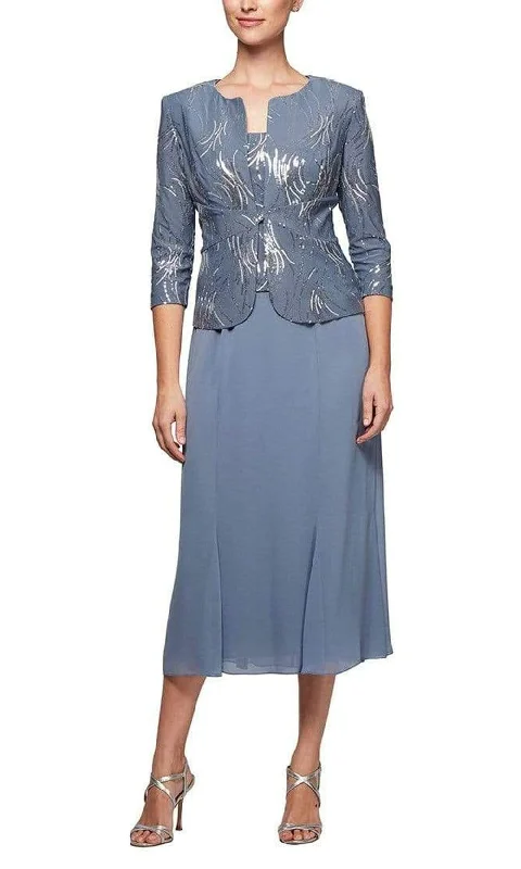 Sale Event, Prices Rock Alex Evenings - 1962675 Firework Motif Jacket Tea Length Dress