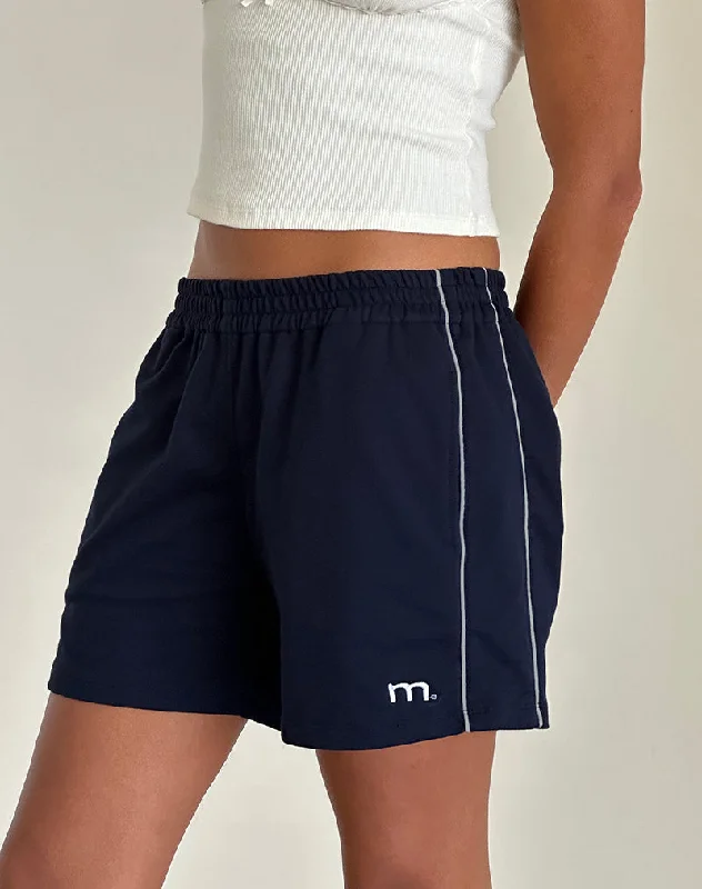 Women's Evening Clothes Thera Short in Navy with White Piping with M Emb