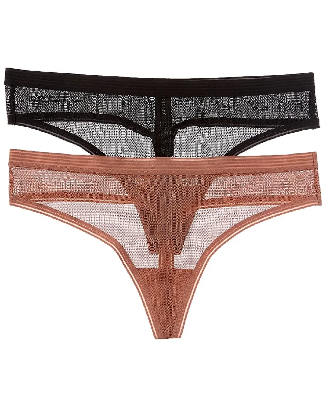 Women's Everyday Apparel DKNY 2pk Sheer Stripe Thong