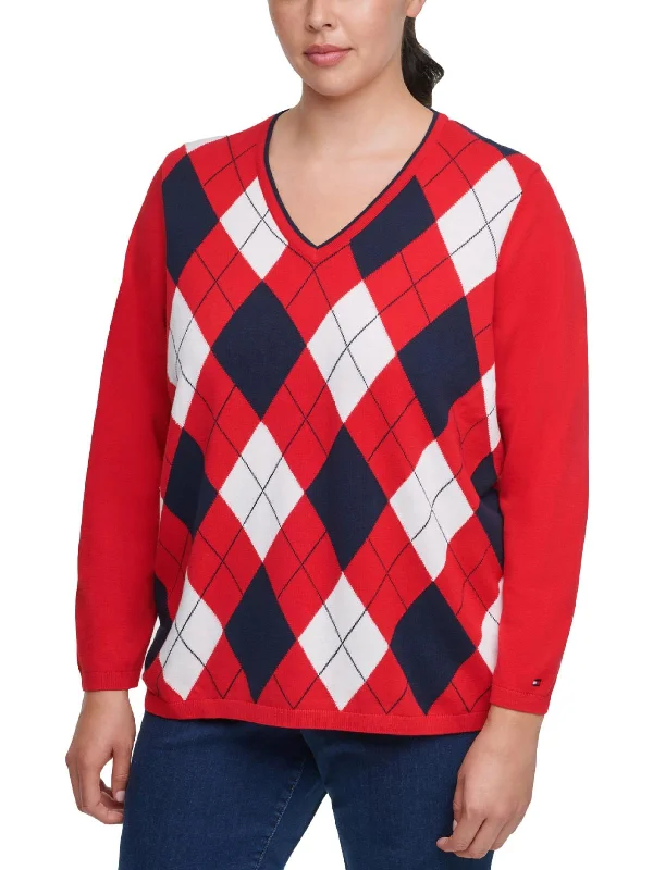 Women's Outdoor Attire Plus Womens Cotton Knit V-Neck Sweater