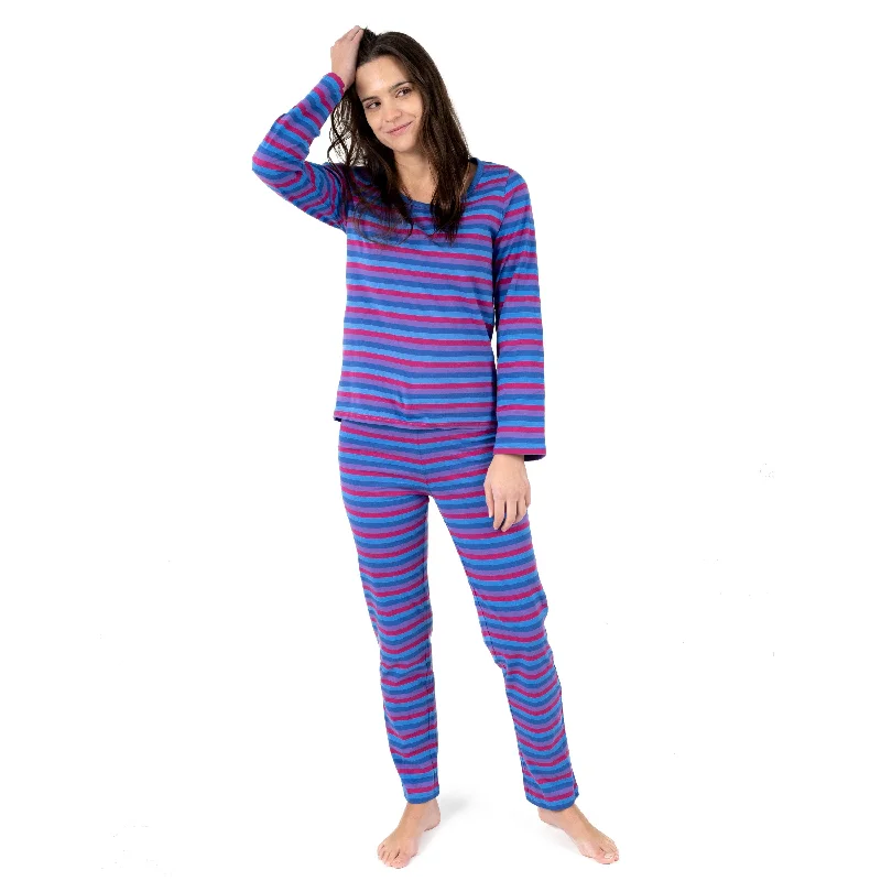 Women's Everyday Clothes Womens Two Piece Cotton Loose Fit Striped Pajamas