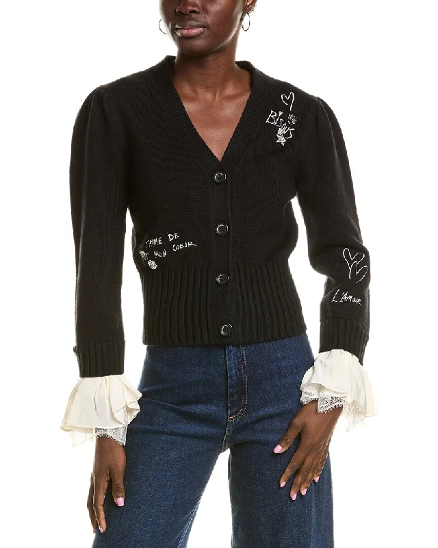 Women's Clothing Apparel Sets Cinq à Sept Emilee Silk-Trim Cardigan