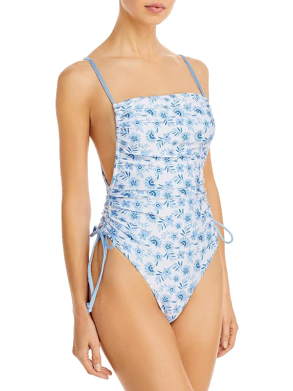 Stylish Women's Outfit Irene Womens Floral Print Side Tie One-Piece Swimsuit