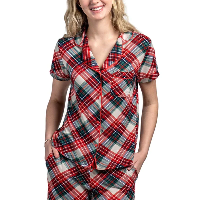 Women's Elegant Garments Prancer's Plaid Pajama Top