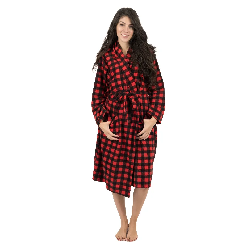 Women's Vacation Outfit Christmas Womens Fleece Robe Plaid