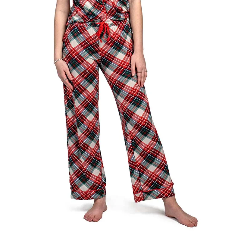 Women's Occasion Wear Apparel Prancer's Plaid Drawstring Pajama Pants