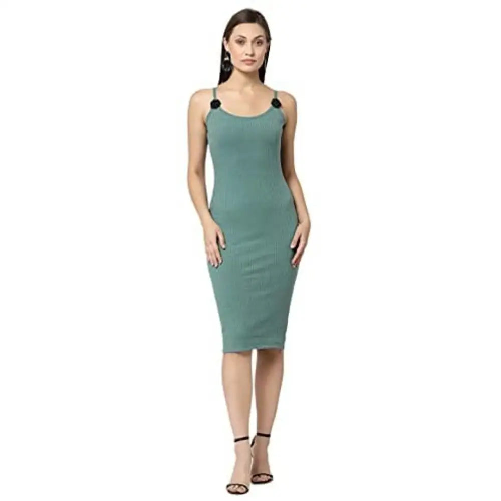 Ride The Style Wave POPWINGS Pastel Green Rib Bodycorn Calf Length Dress