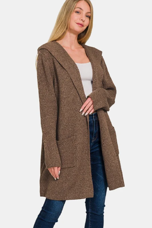 Women's Trendy Casual Clothes Hooded Open Front Sweater Cardigan