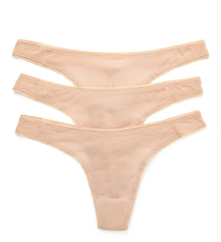 Women's Vintage Attire Women's Mesh Hip G Thong 3-Pack In Champagne