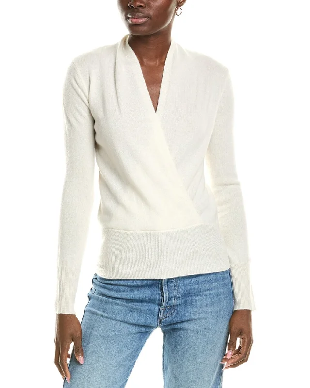 Elegant Women's Evening Garments sofiacashmere Modern Faux Wrap Cashmere Sweater
