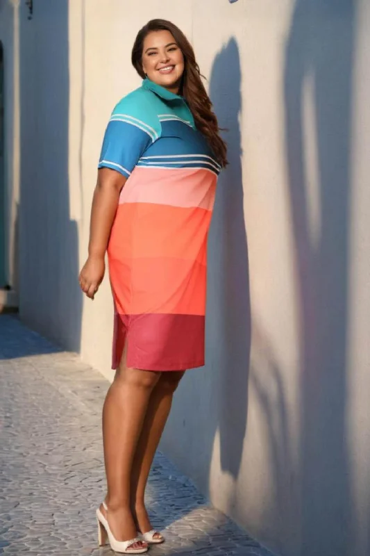 Flash Sale Or Flash Sales Color Block Printed Polo Dress