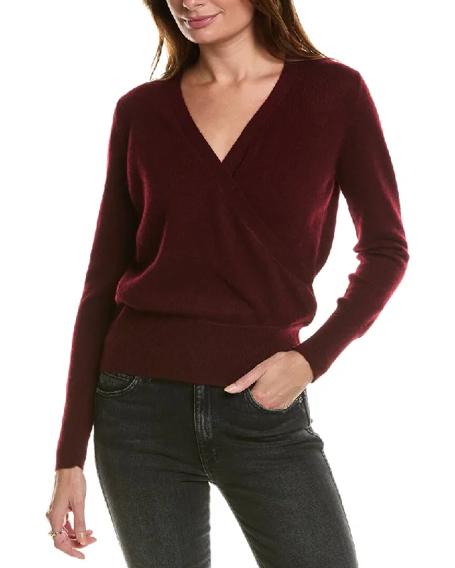 Affordable Women's Clothing Forte Cashmere Rib Surplice Cashmere Pullover