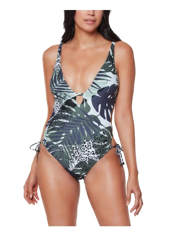 Women's Transitional Outfit Womens Printed Side Tie One-Piece Swimsuit