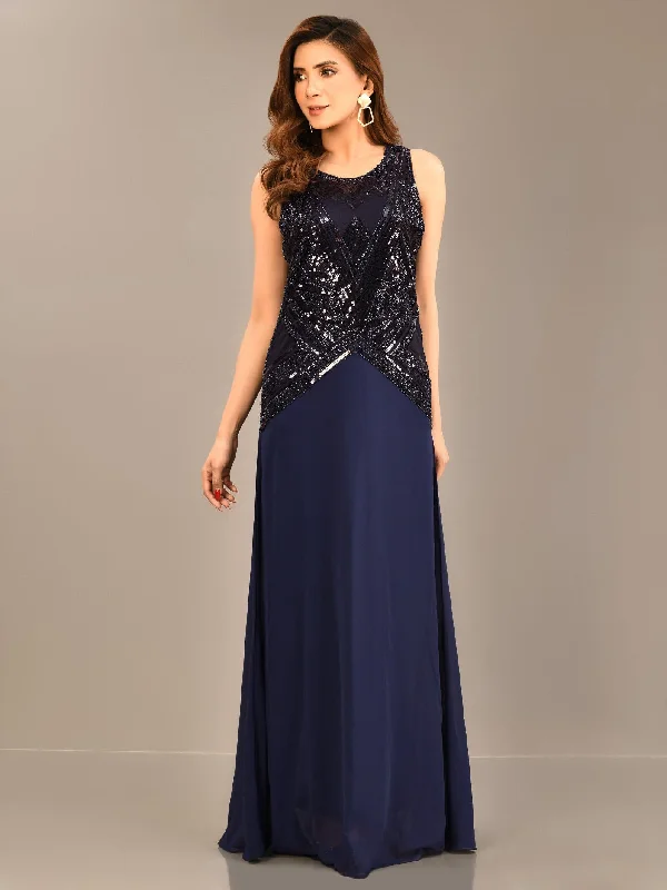 Refined Look Sequined Chiffon  Dress
