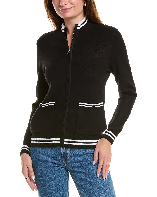 Women's Vintage-Inspired Clothing YAL New York Zip-Up Pocket Front Sweater