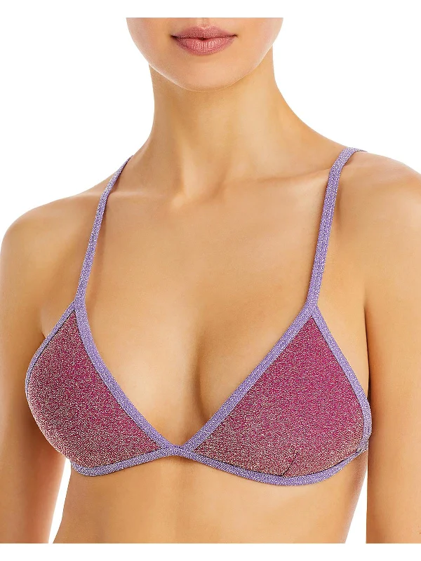 Women's Comfortable Lounge Attire Olivia Womens Metallic Triangle Bikini Swim top