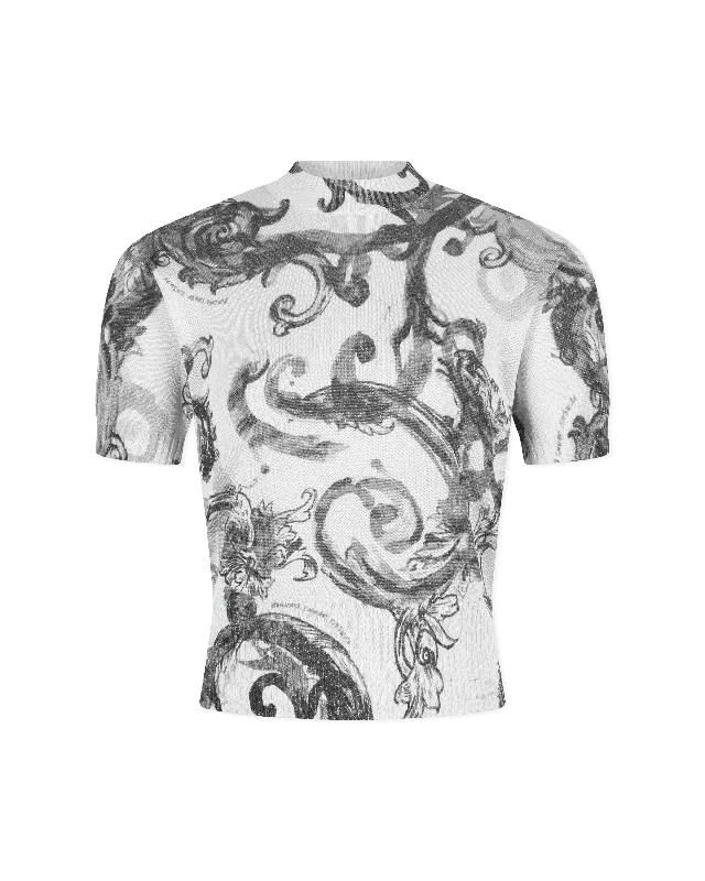 Women's Travel Attire Watercolor Baroque Couture Knit Top