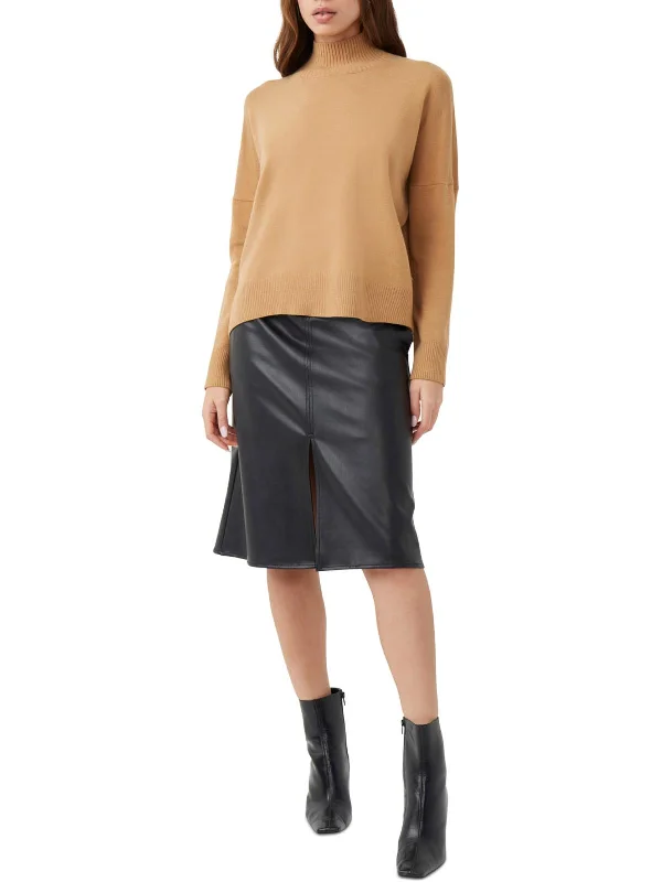 Chic Clothes For Women Jeanie Womens Heathered Ribbed Trim Mock Turtleneck Sweater