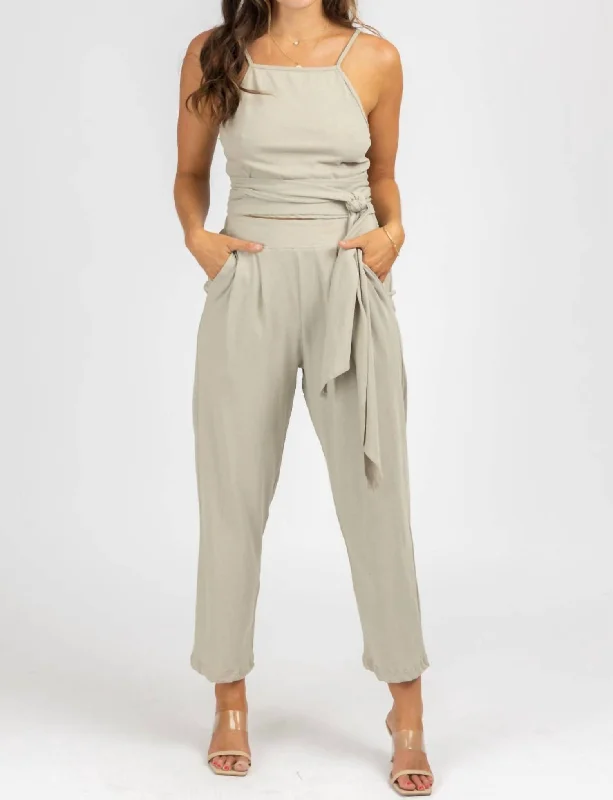 Timeless Women's Apparel Wrap Top + Pleated Pant Set In Mushroom