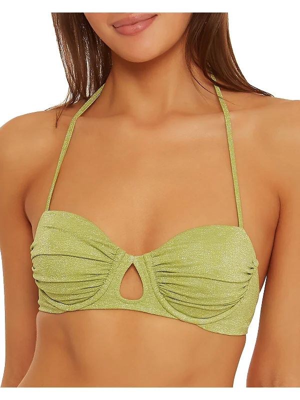 Women's Chic Outerwear Outfit Marseille Womens Metallic Cut-Out Bikini Swim Top