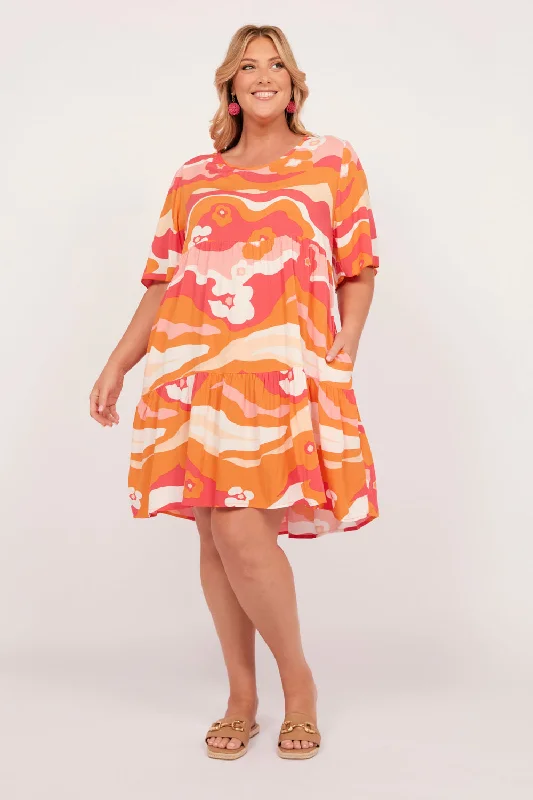 Best Online Boutiques Sabre Short Flutter Sleeve Dress in Solene Pink