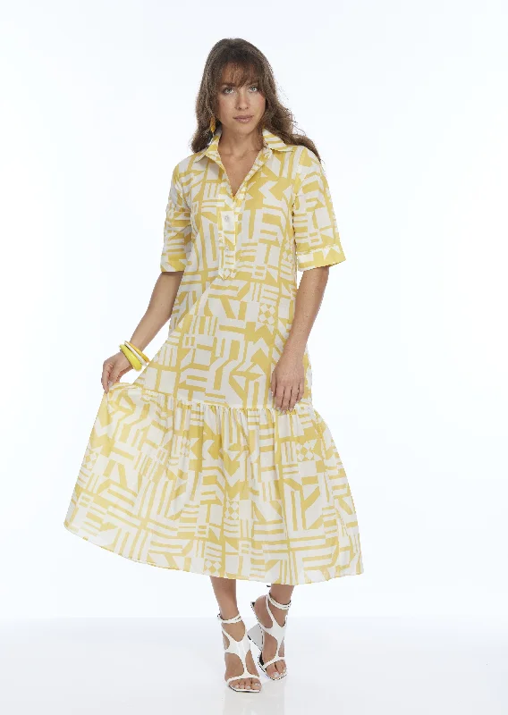 Style Upgrade LIOR Women's Yellow Collared Half Sleeve Dress - "VEGA"